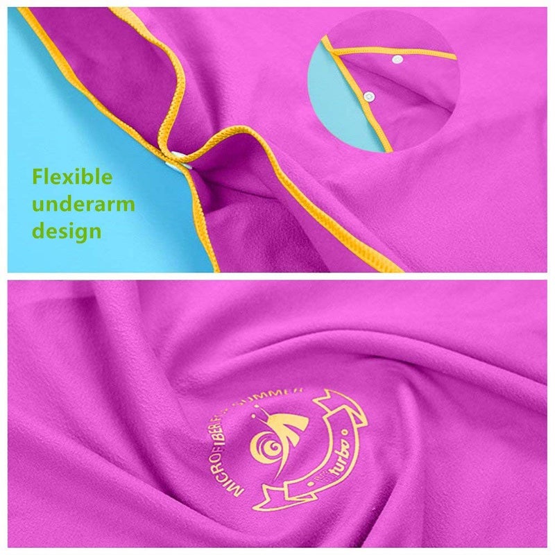 Hiturbo Microfiber Surf Poncho, Wetsuit Changing Bath Robe, Quick Dry Pool Swim Beach Towel with Hood (Rose Pink) - Image 3